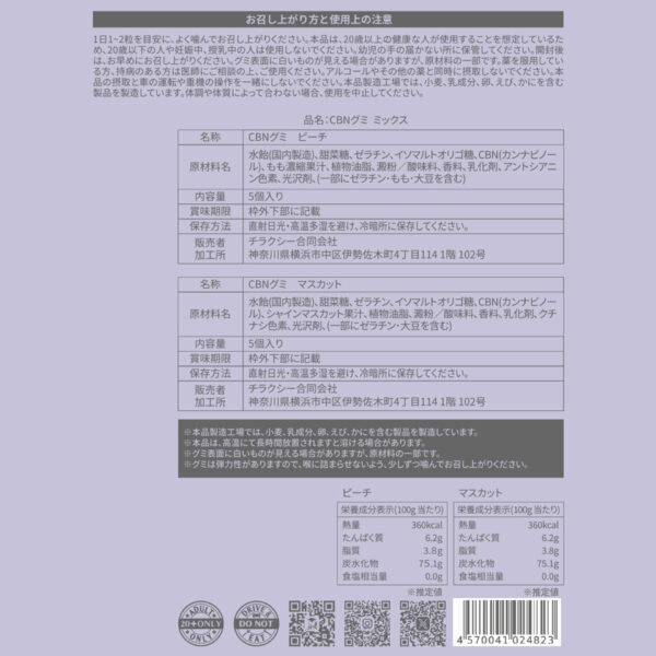 【新基準対応】CBNグミ　ピーチ味&マスカット味 - 画像 (7)